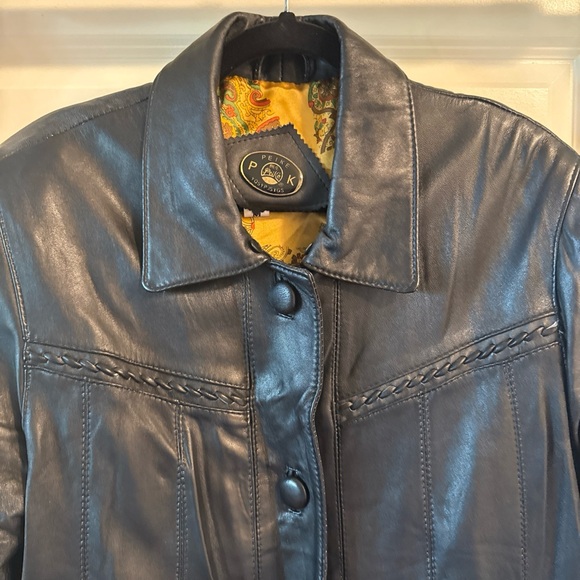 Vintage, long, black, detailed, leather jacket, medium - Picture 3 of 13